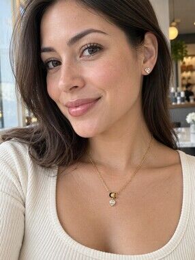 Coach Shine Heart Necklace & Earring Set Gold Tone  Clear Crystal New in Box